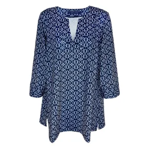 Boca Tunic Top in Imperial Trellis Navy White