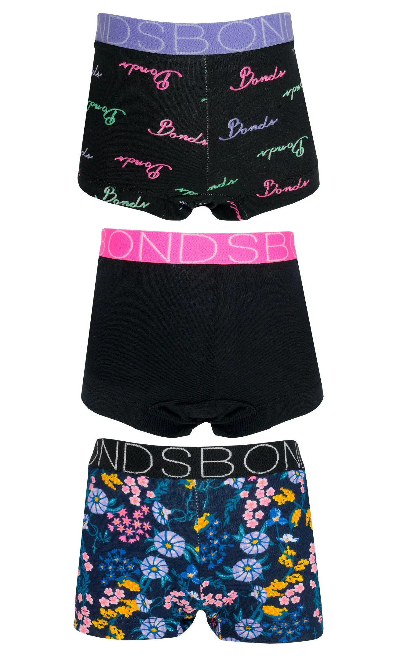 Bonds 3 Pack Girls Shortie Briefs - Wildflower Garden