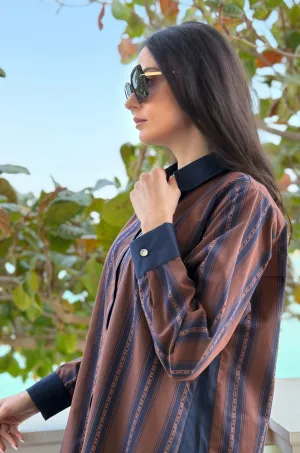 Brown and Navy Striped Tunic