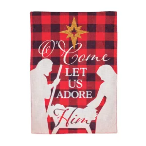 Buffalo Check Nativity Garden Burlap Flag,14b10049