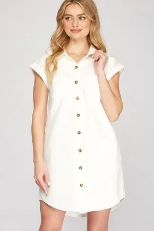 Button Down Twill Shirt Dress