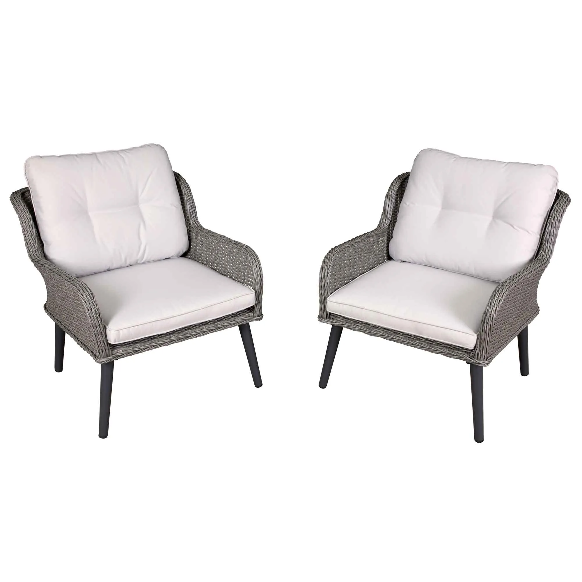 Buxton Rattan Wicker Outdoor Lounge Chairs with Cushion, Grey - DG79