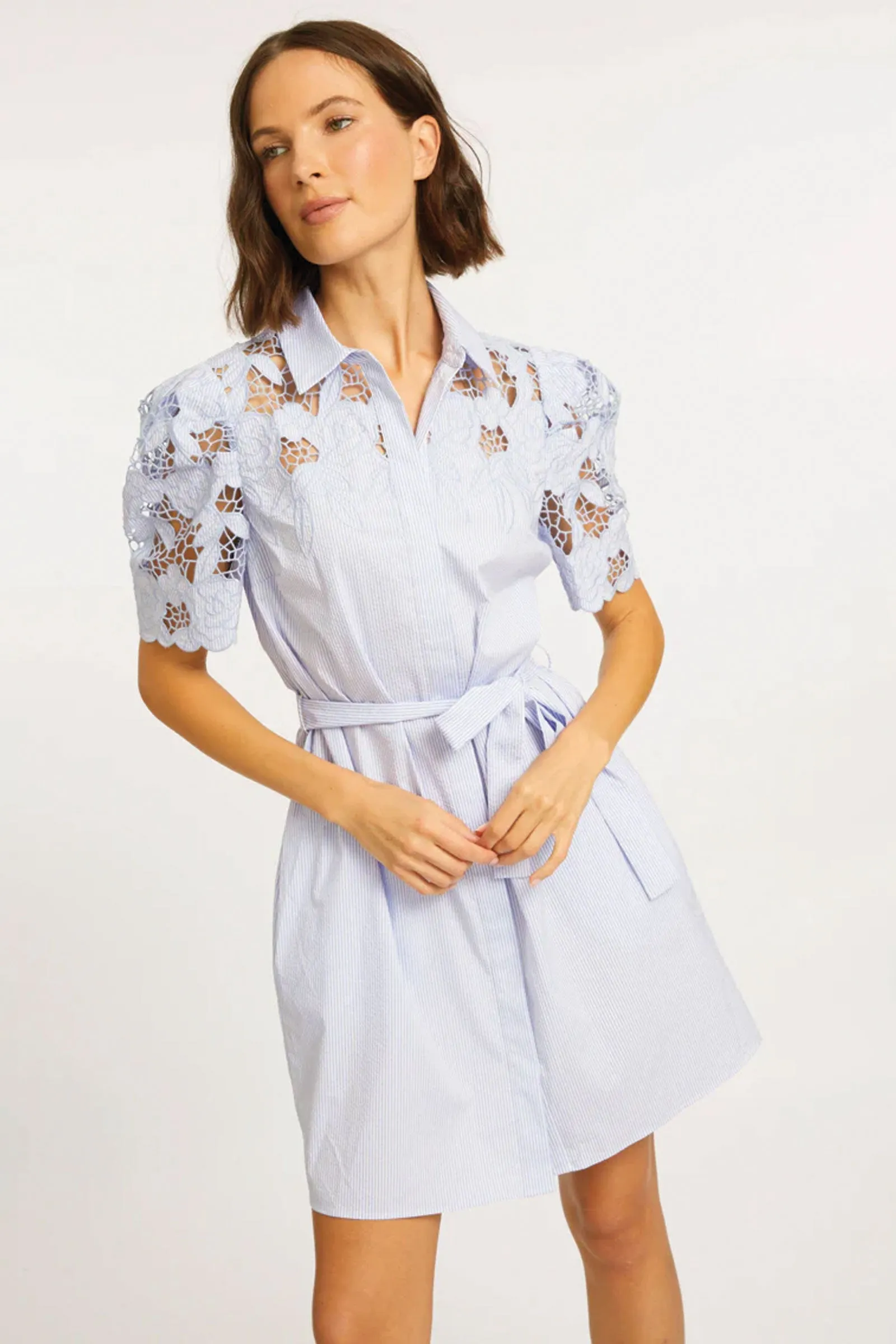 Caballero Clarette Blue Micro Stripe Dress