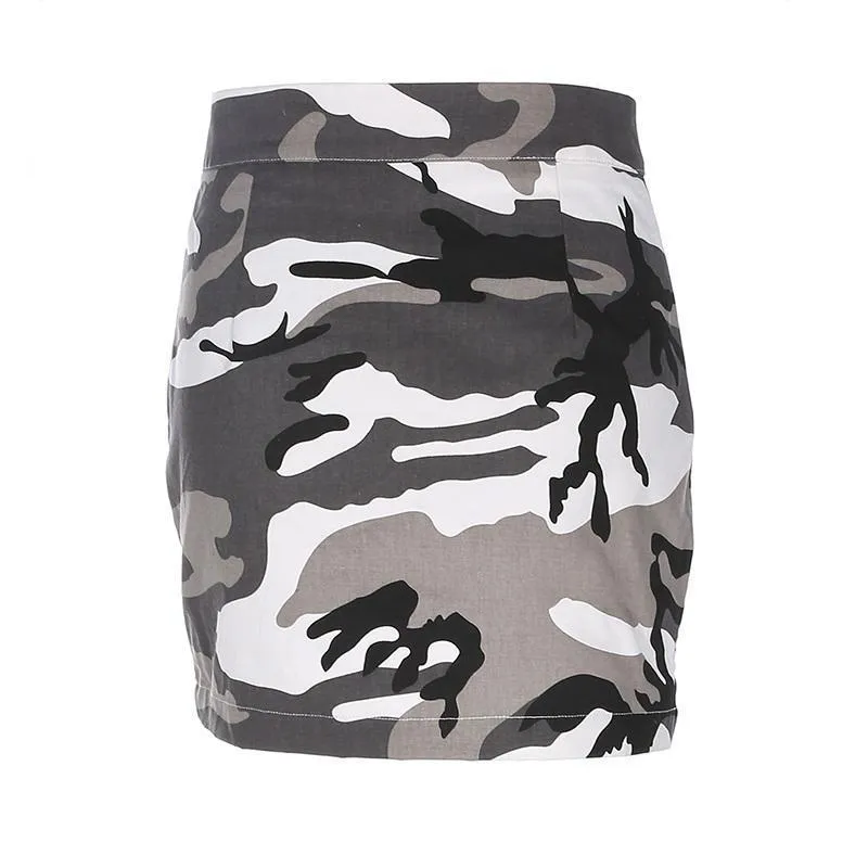 Camouflage Zipper Mini Skirt