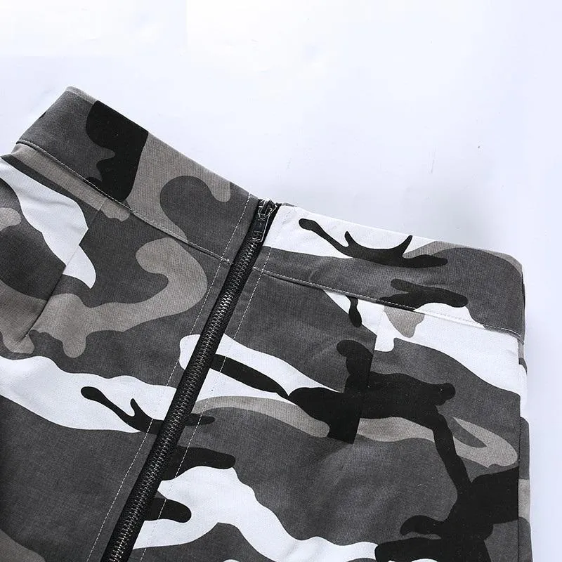 Camouflage Zipper Mini Skirt