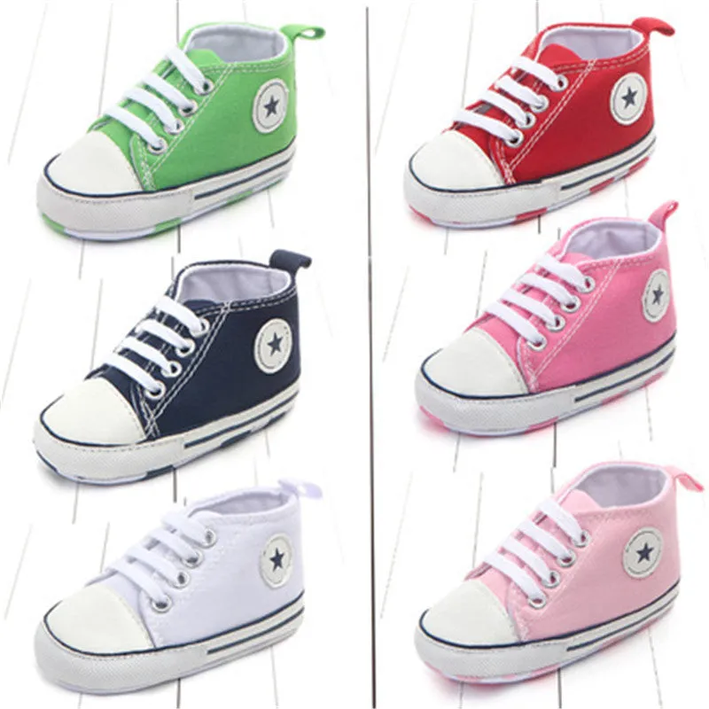 Canvas Classic Sports Sneakers Newborn Baby Boys Girls First Walkers Shoes Infant Toddler Soft Sole Anti-slip Baby Shoes