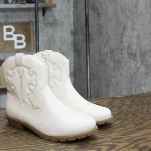 Cat & Jack Girls Youth Ashleigh Zipper Western Boots 87831699 Ivory Off White 2