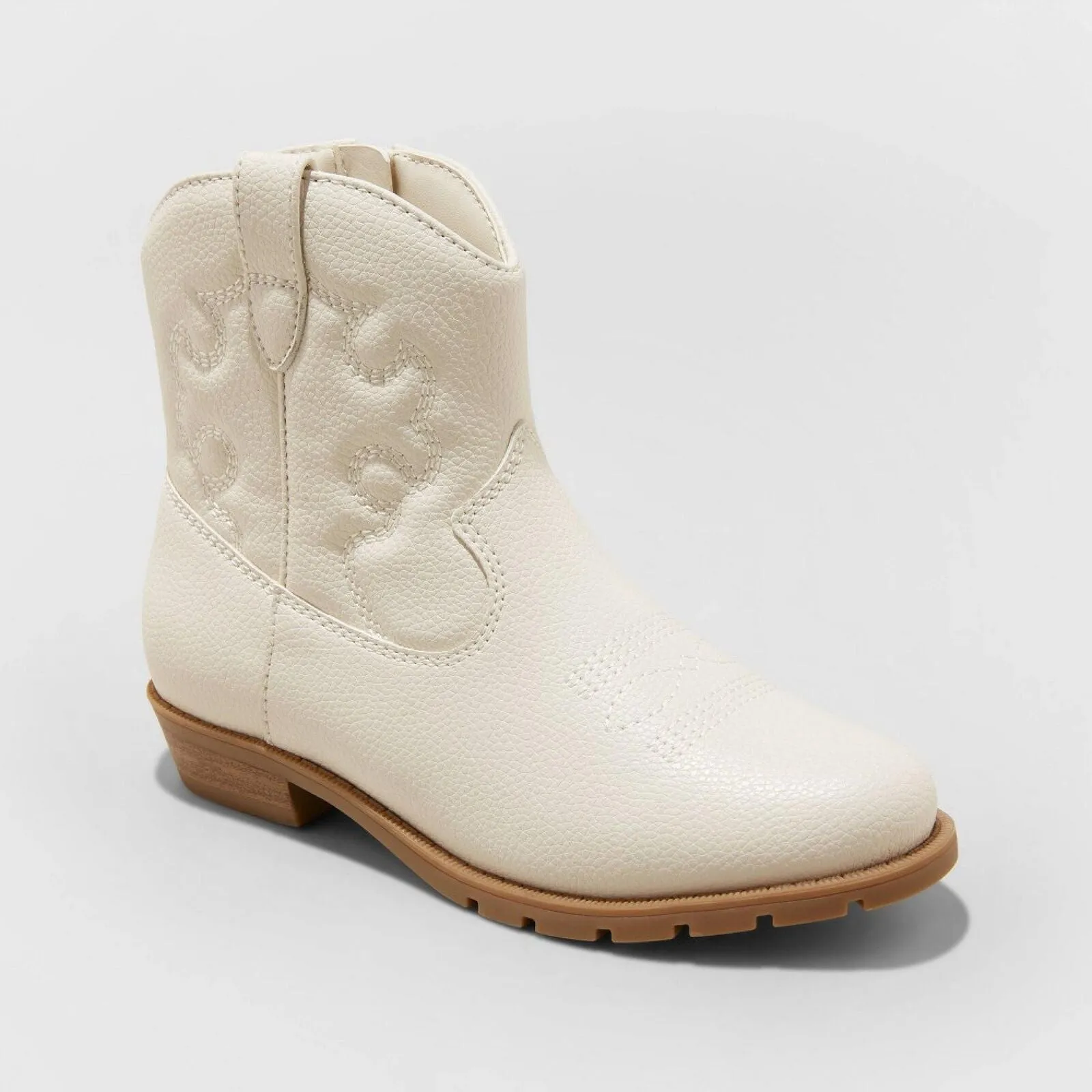 Cat & Jack Girls Youth Ashleigh Zipper Western Boots 87831699 Ivory Off White 2