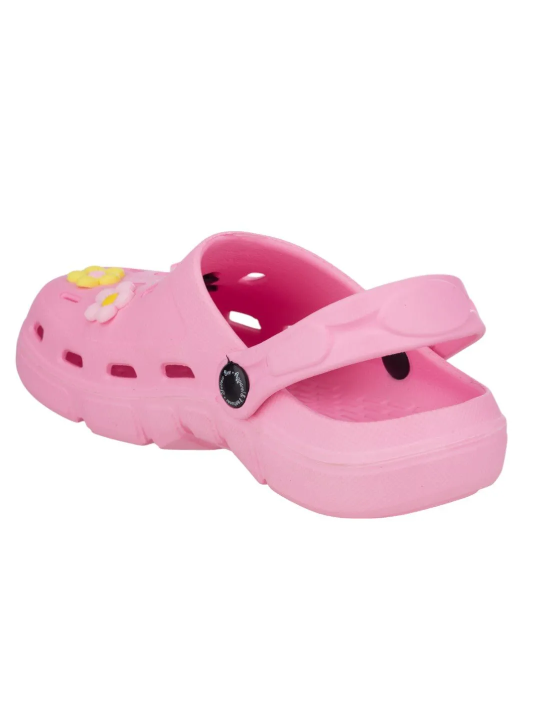 Charming Cartoon Clogs with Panda Faces, Colorful Flowers, Heart Accents and Hi Charm for Girls- Pink