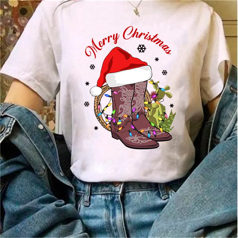 Christmas Boots White T-Shirts