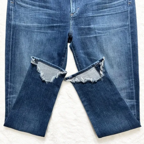 Citizens of Humanity Sharkbite Distressed Fringe Hem High Waist Skinny Jeans