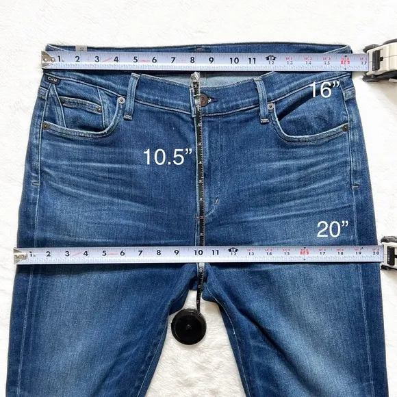 Citizens of Humanity Sharkbite Distressed Fringe Hem High Waist Skinny Jeans