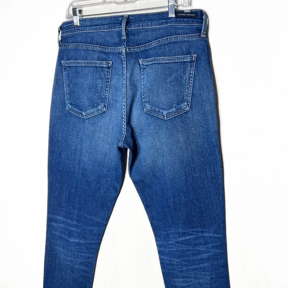 Citizens of Humanity Sharkbite Distressed Fringe Hem High Waist Skinny Jeans