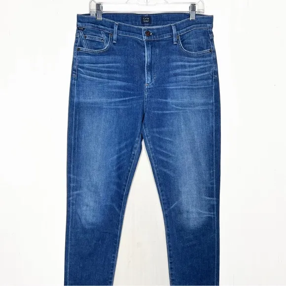 Citizens of Humanity Sharkbite Distressed Fringe Hem High Waist Skinny Jeans