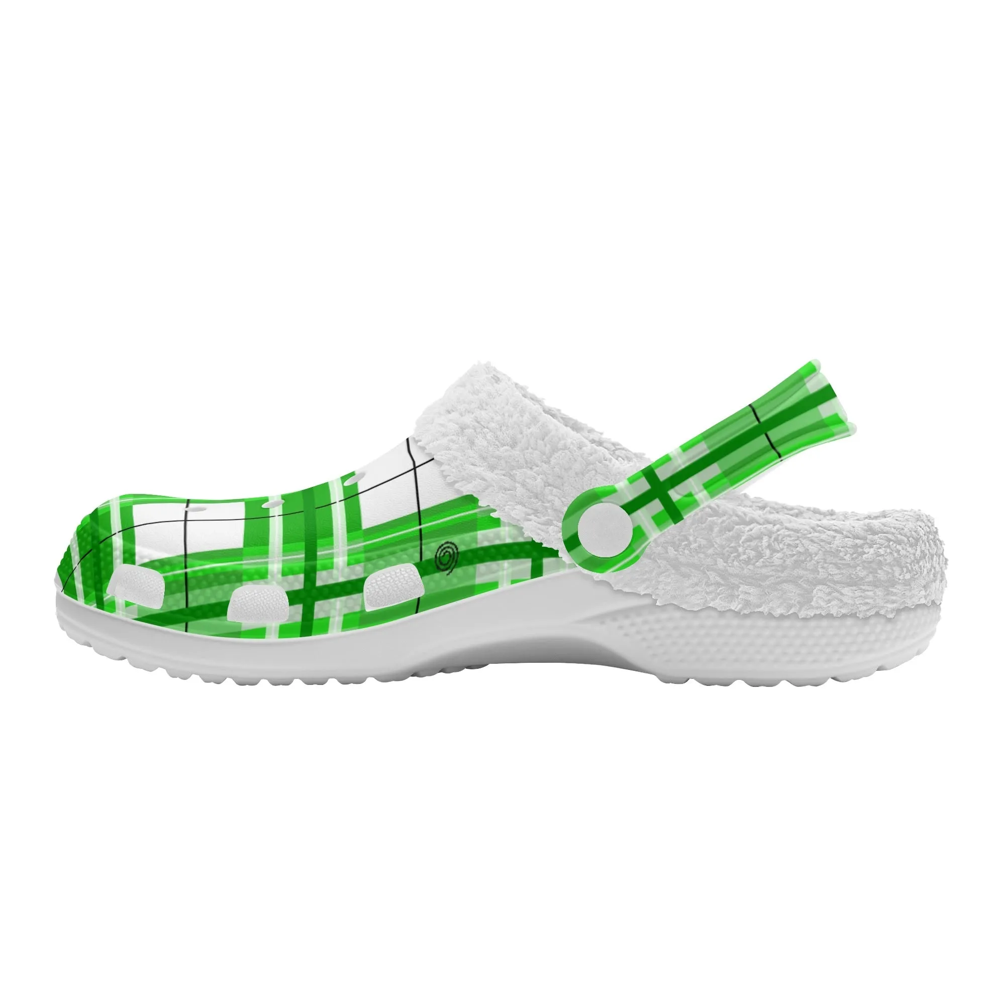 ✨'Colonsay Sky' Happy Tartan® Adult Clogs With White Fleece Fur Lining✨