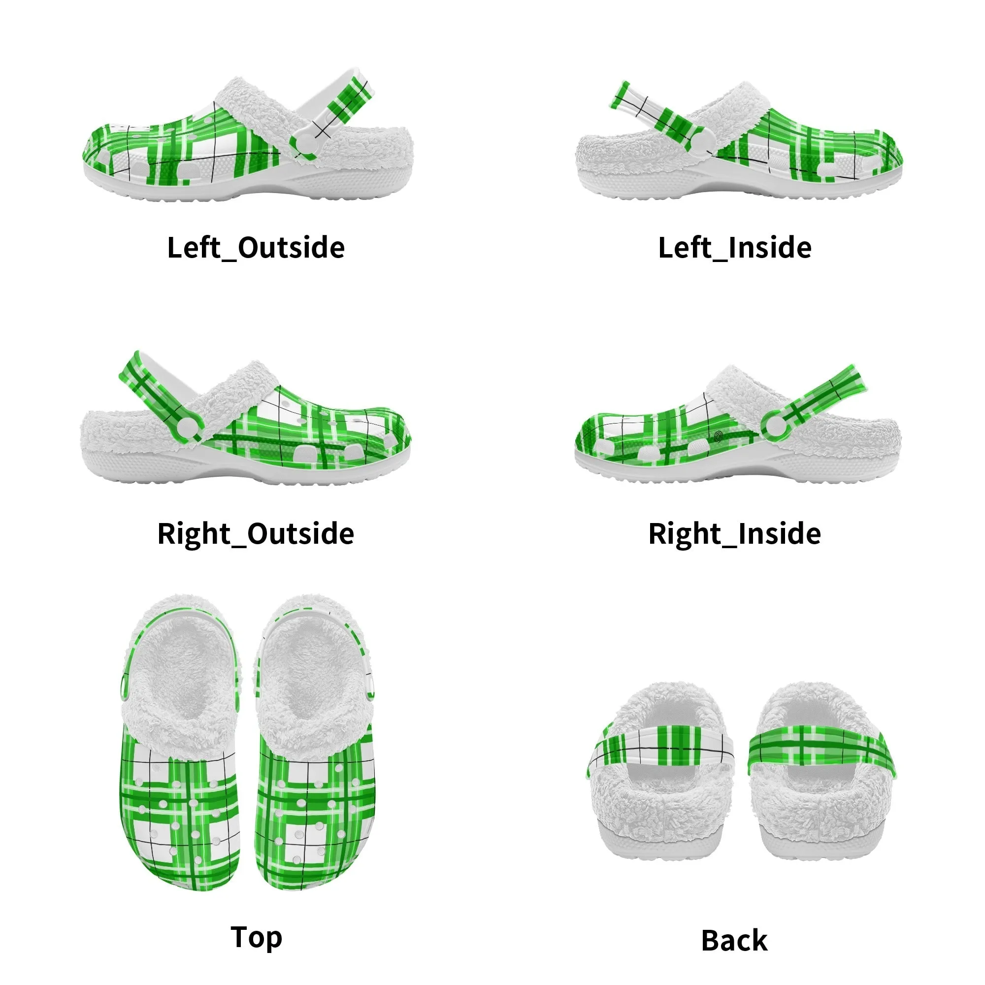✨'Colonsay Sky' Happy Tartan® Adult Clogs With White Fleece Fur Lining✨