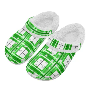 ✨'Colonsay Sky' Happy Tartan® Adult Clogs With White Fleece Fur Lining✨