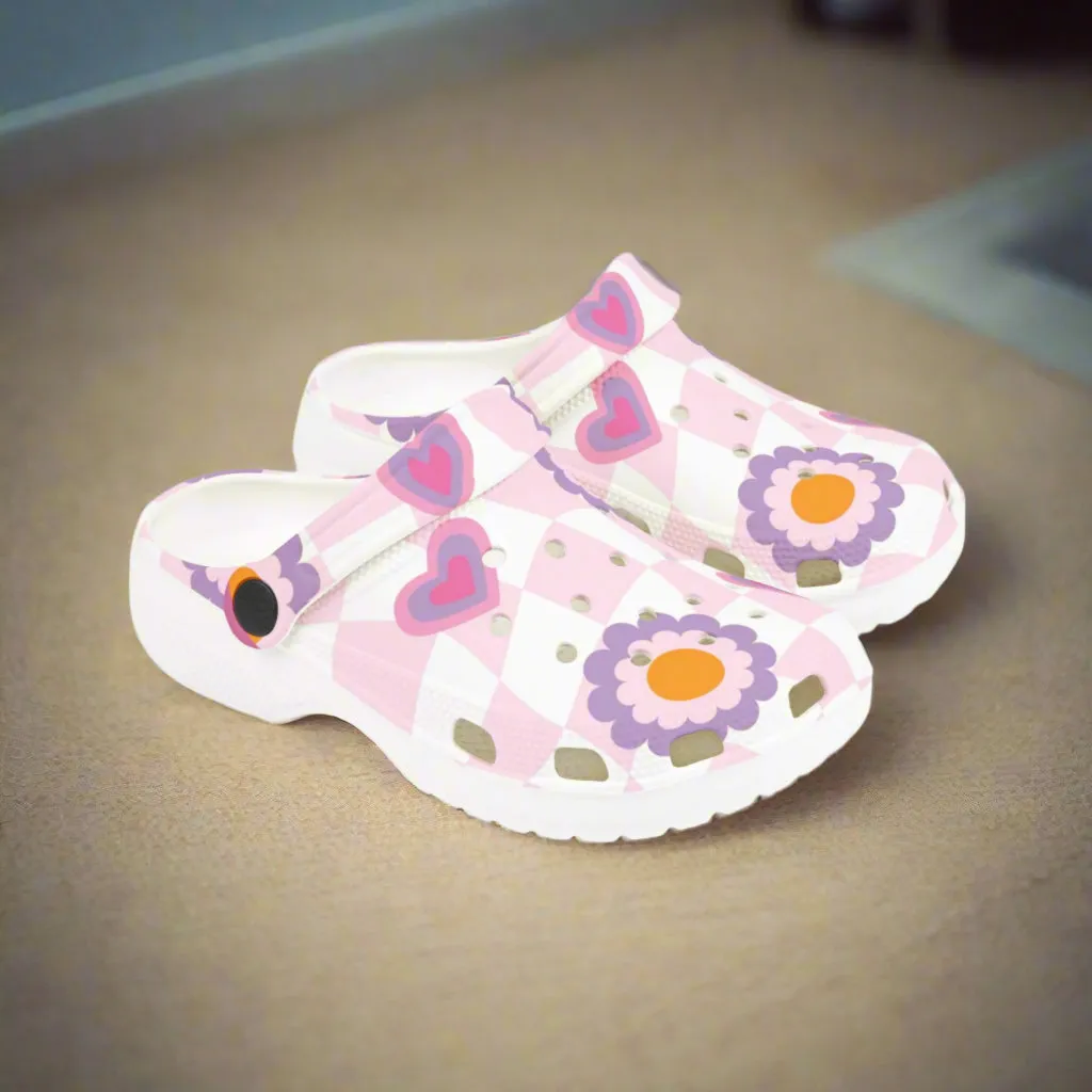 Colorful Kids' EVA Foam Clogs - Floral & Heart Design