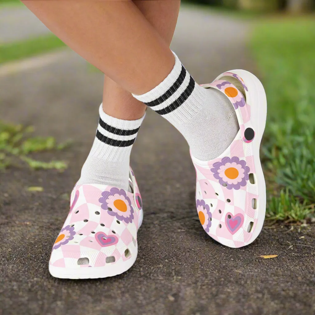 Colorful Kids' EVA Foam Clogs - Floral & Heart Design
