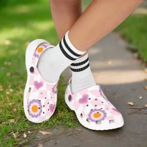 Colorful Kids' EVA Foam Clogs - Floral & Heart Design