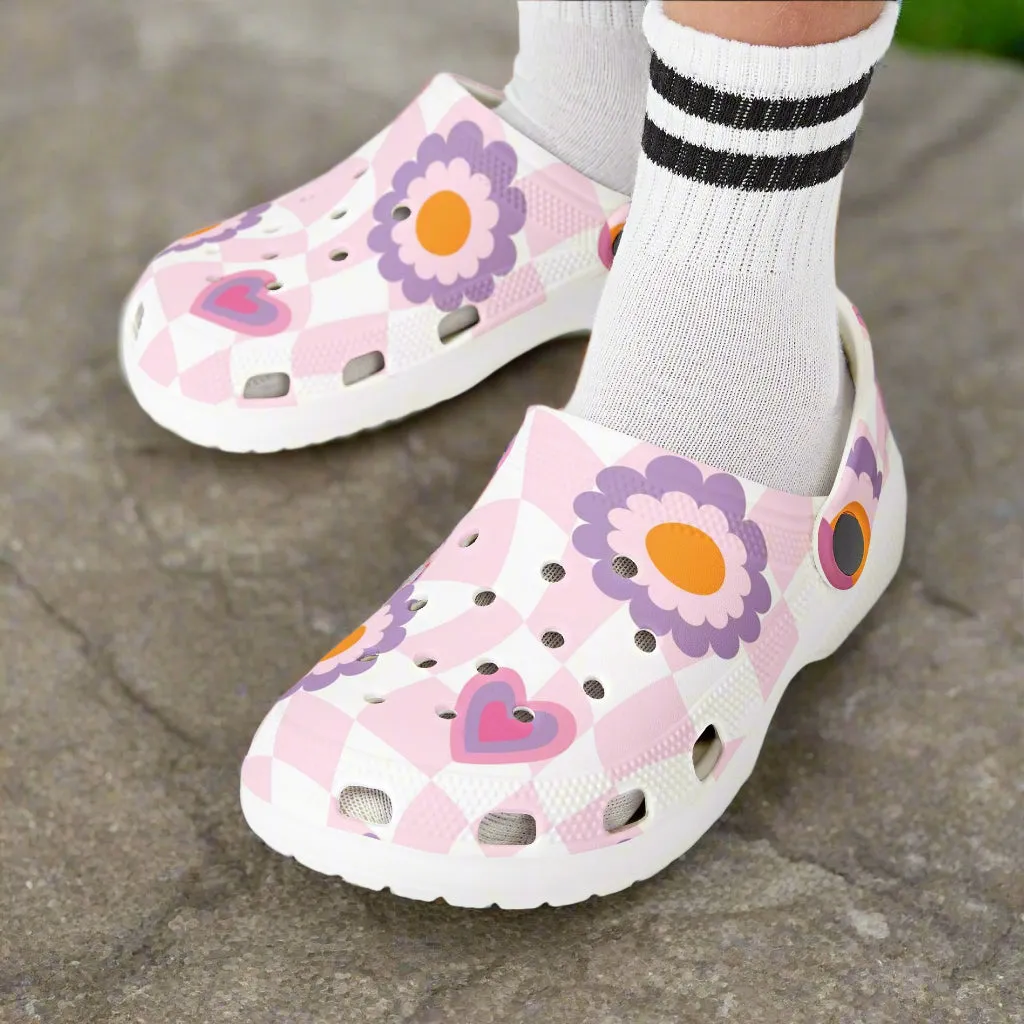 Colorful Kids' EVA Foam Clogs - Floral & Heart Design