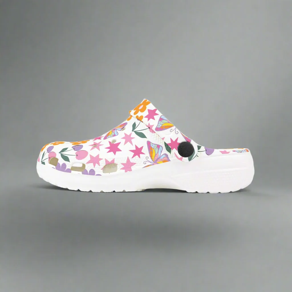 Colorful Kids' EVA Foam Clogs with Butterflies and Flowers