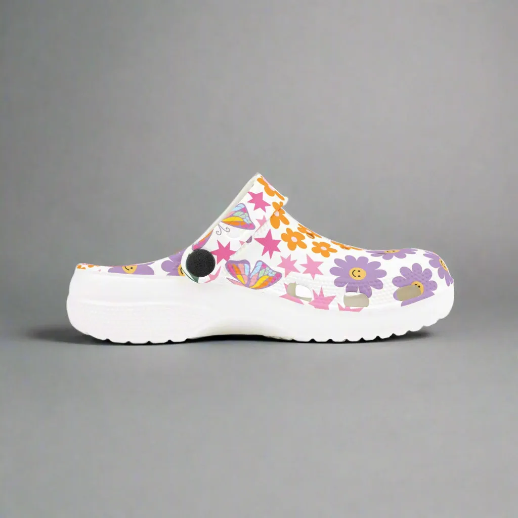 Colorful Kids' EVA Foam Clogs with Butterflies and Flowers