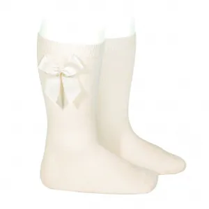 Condor ivory knee high socks with bow