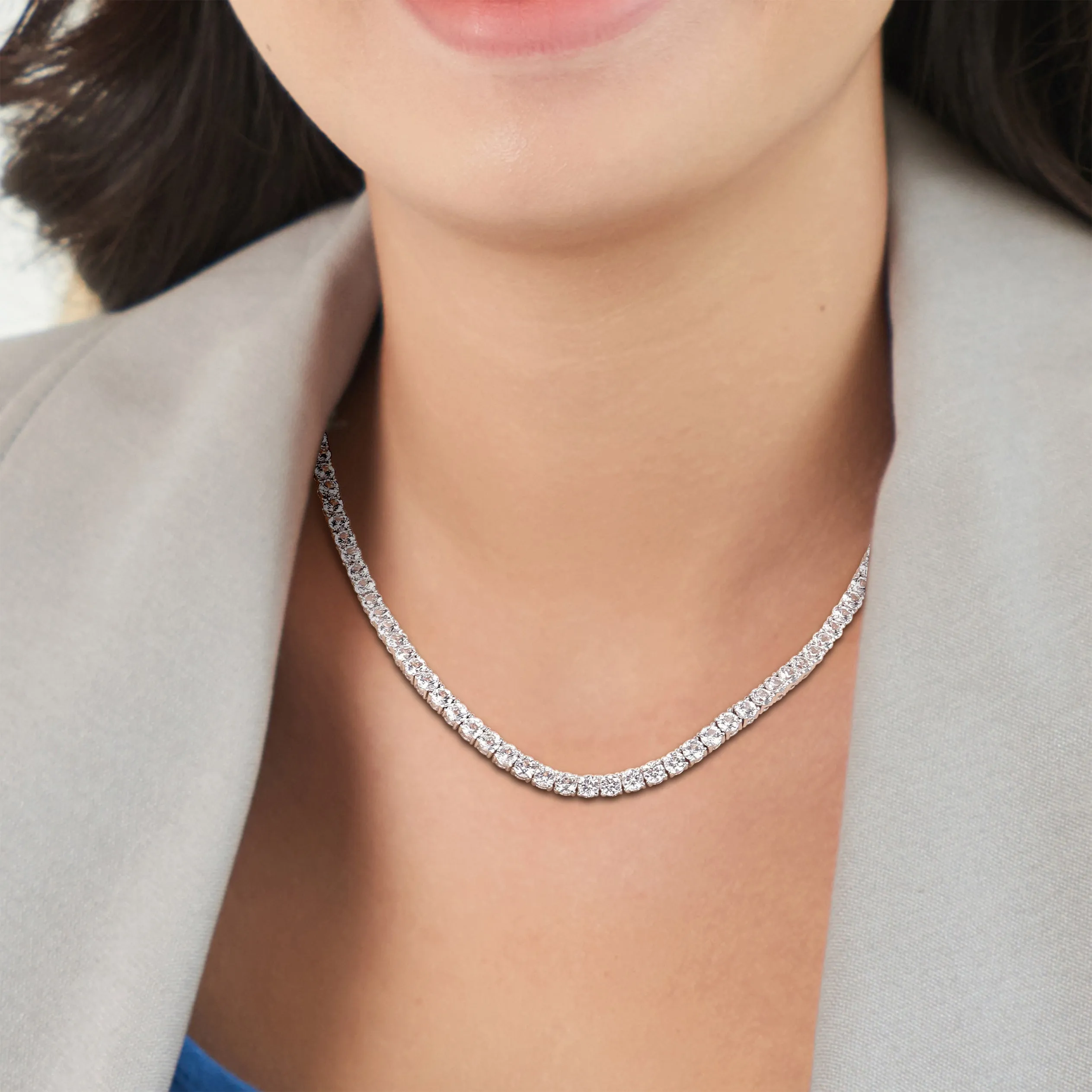 Created White Moissanite Tennis Necklace