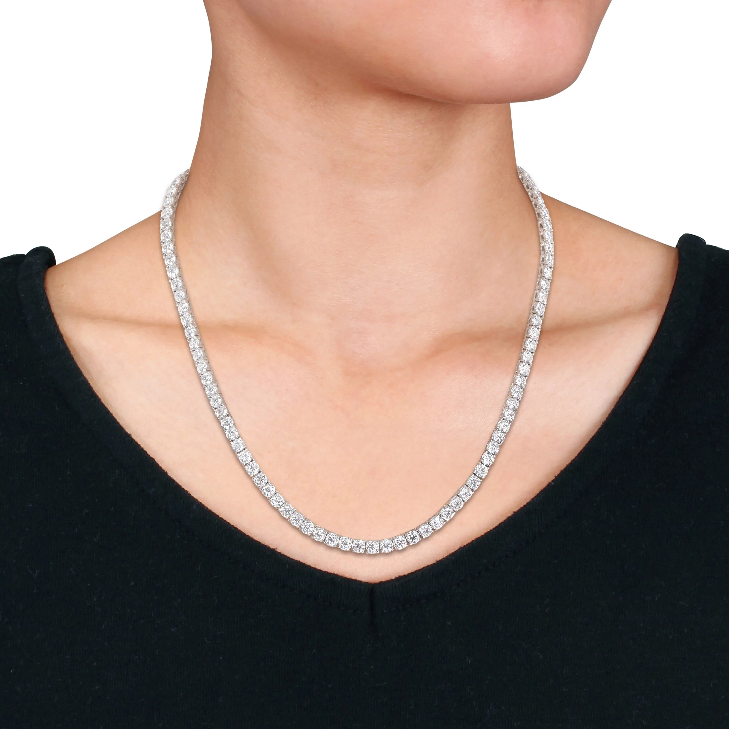 Created White Moissanite Tennis Necklace
