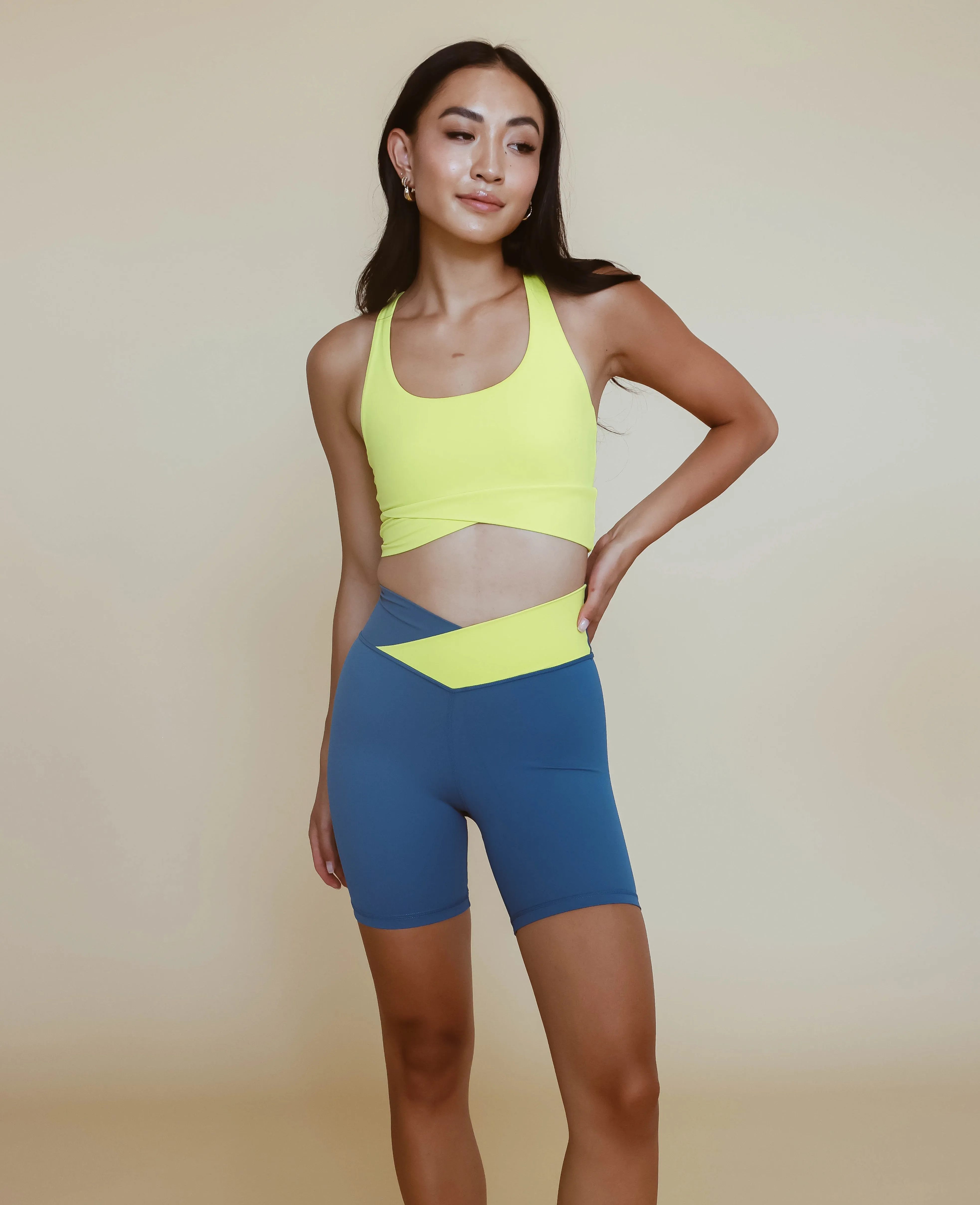 Cross-Front Biker Short - Ink Blue