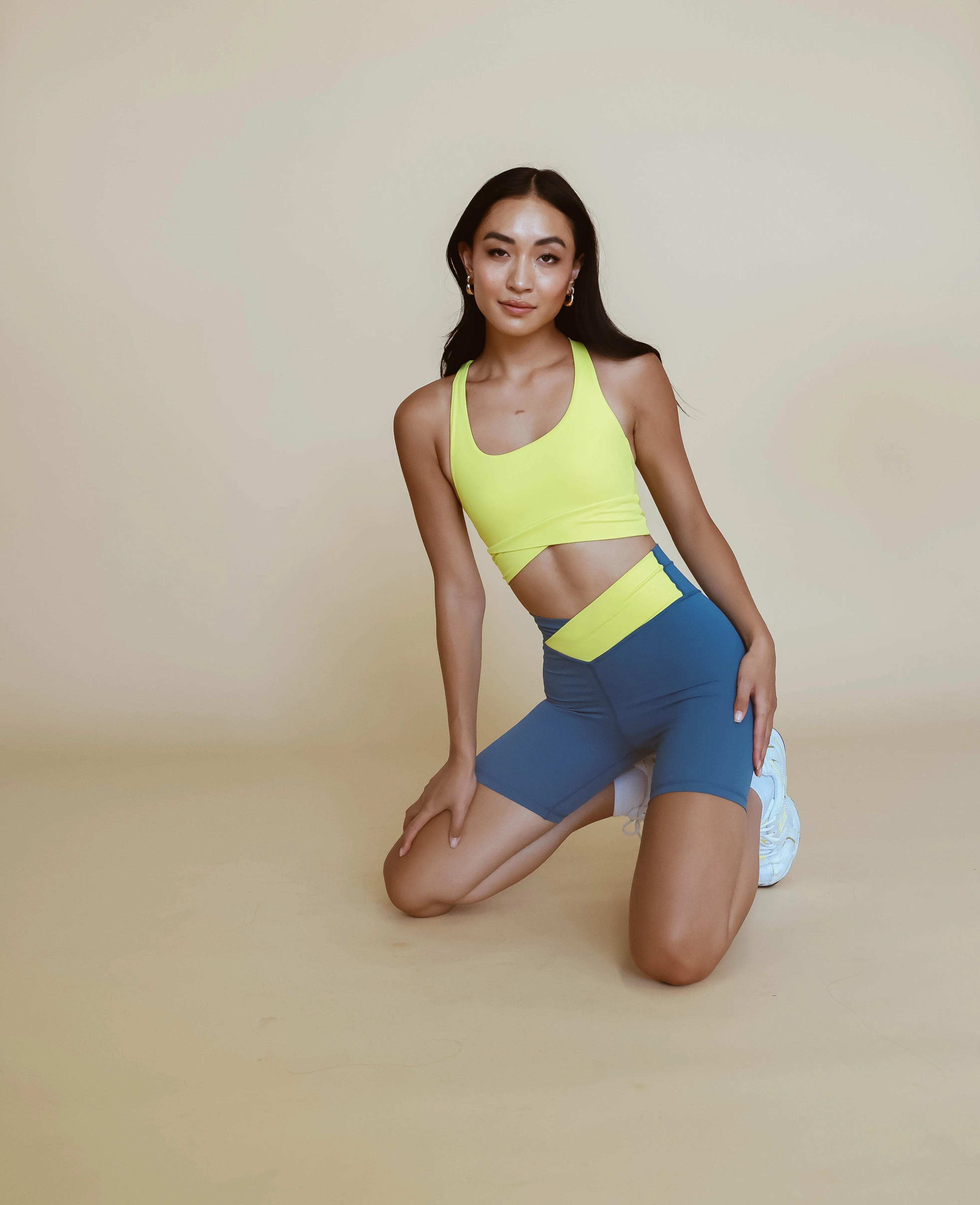 Cross-Front Biker Short - Ink Blue