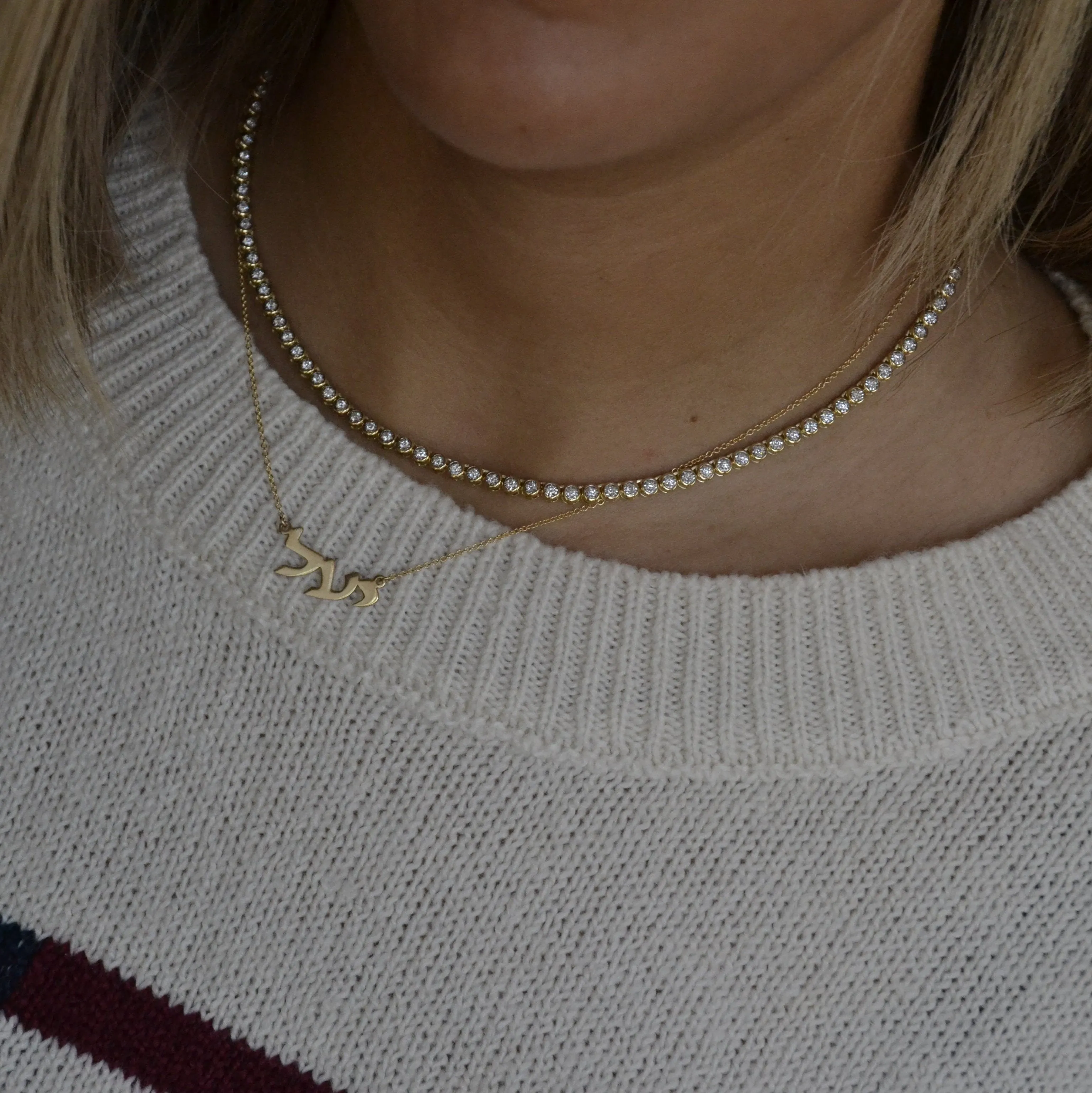 Diamond Bezel Tennis Paperclip Chain Necklace