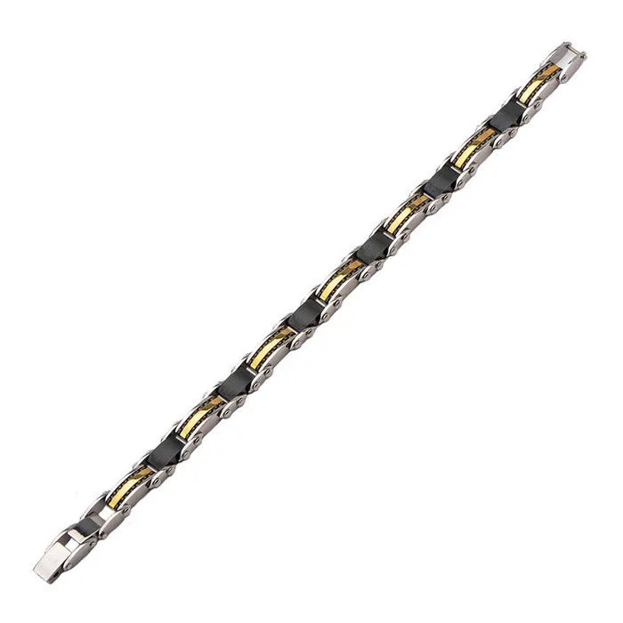 Double Sided Steel Black & Gold IP Bracelet