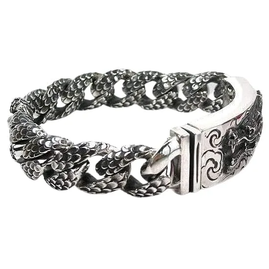 Dragon ID Sterling Silver Biker Bracelet