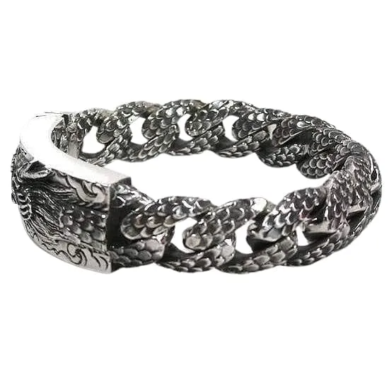 Dragon ID Sterling Silver Biker Bracelet