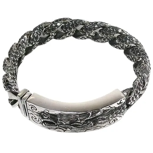 Dragon ID Sterling Silver Biker Bracelet