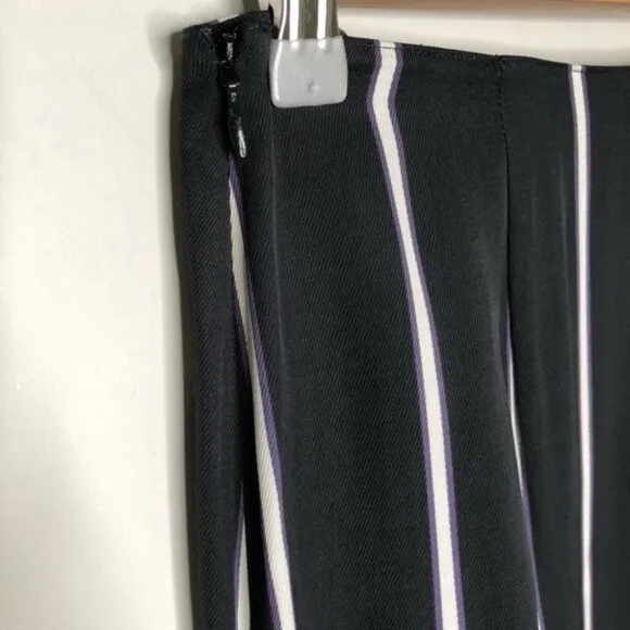 Equipment Climmie Draped Black Striped Twill Midi  Skirt Size Small
