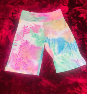 Fallon Aurielle Signature 313 Rep Yo Set Area Code Tie Dye Biker Shorts (Pink & Turquoise Tie Dye)