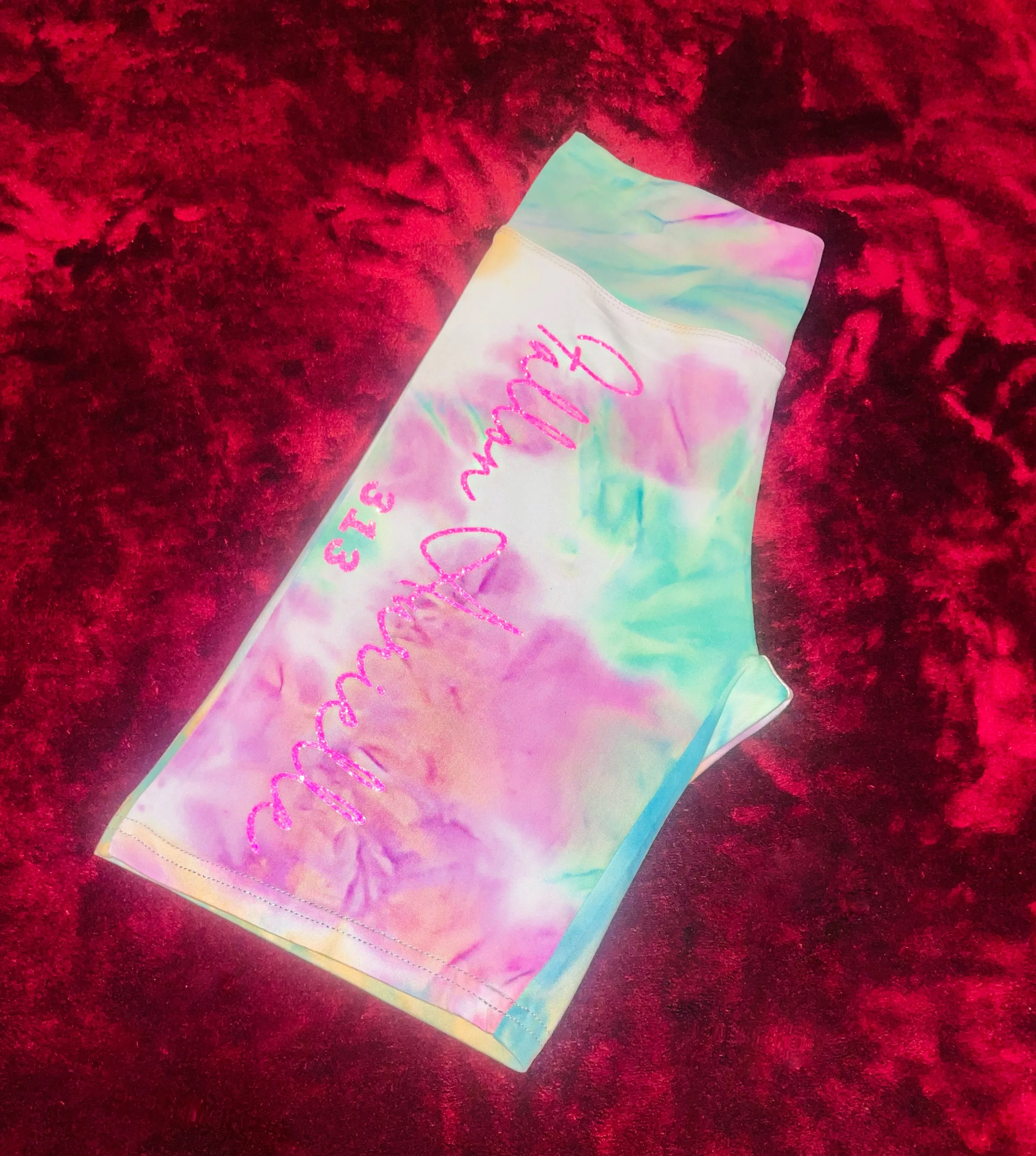 Fallon Aurielle Signature 313 Rep Yo Set Area Code Tie Dye Biker Shorts (Pink & Turquoise Tie Dye)