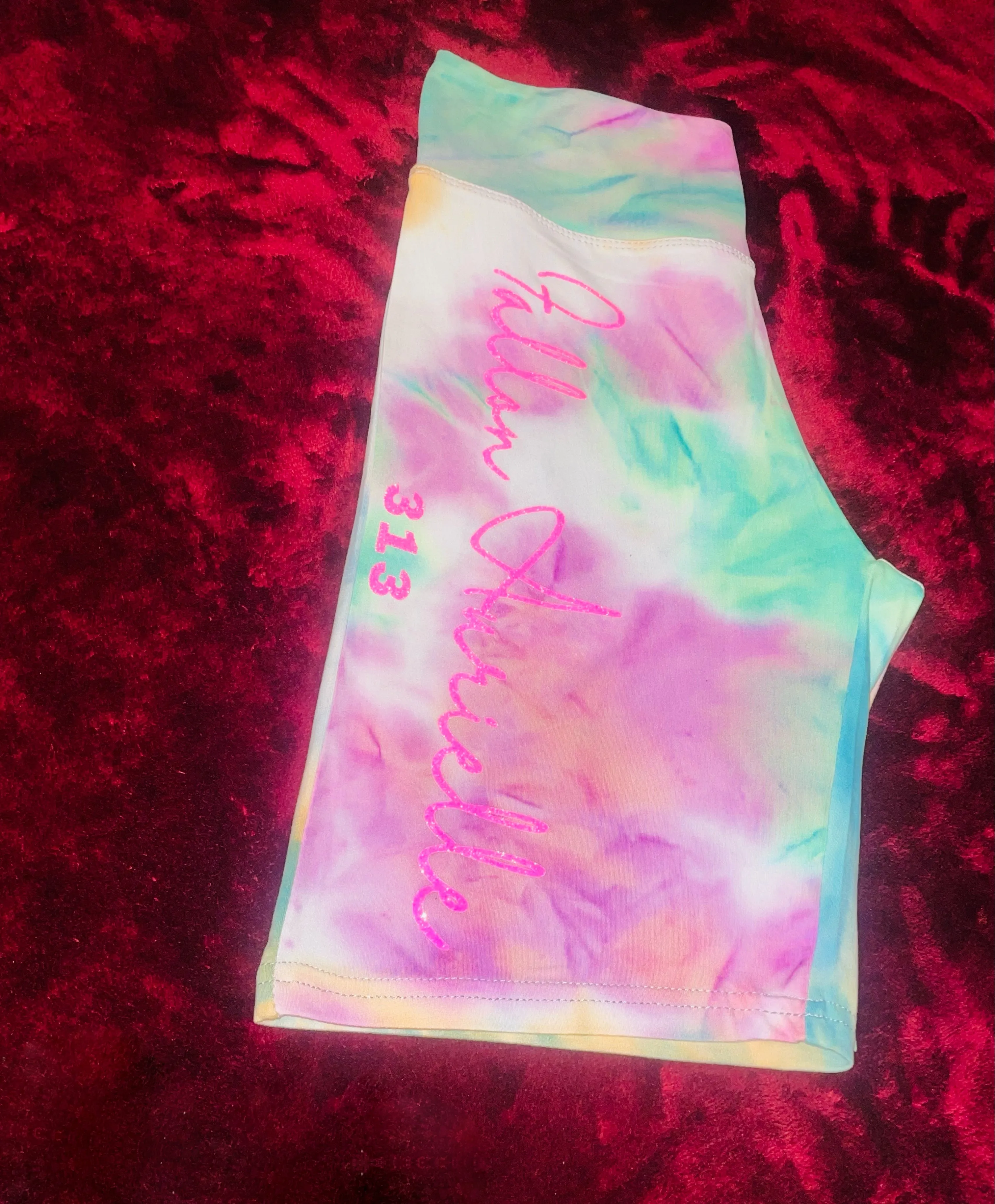 Fallon Aurielle Signature 313 Rep Yo Set Area Code Tie Dye Biker Shorts (Pink & Turquoise Tie Dye)