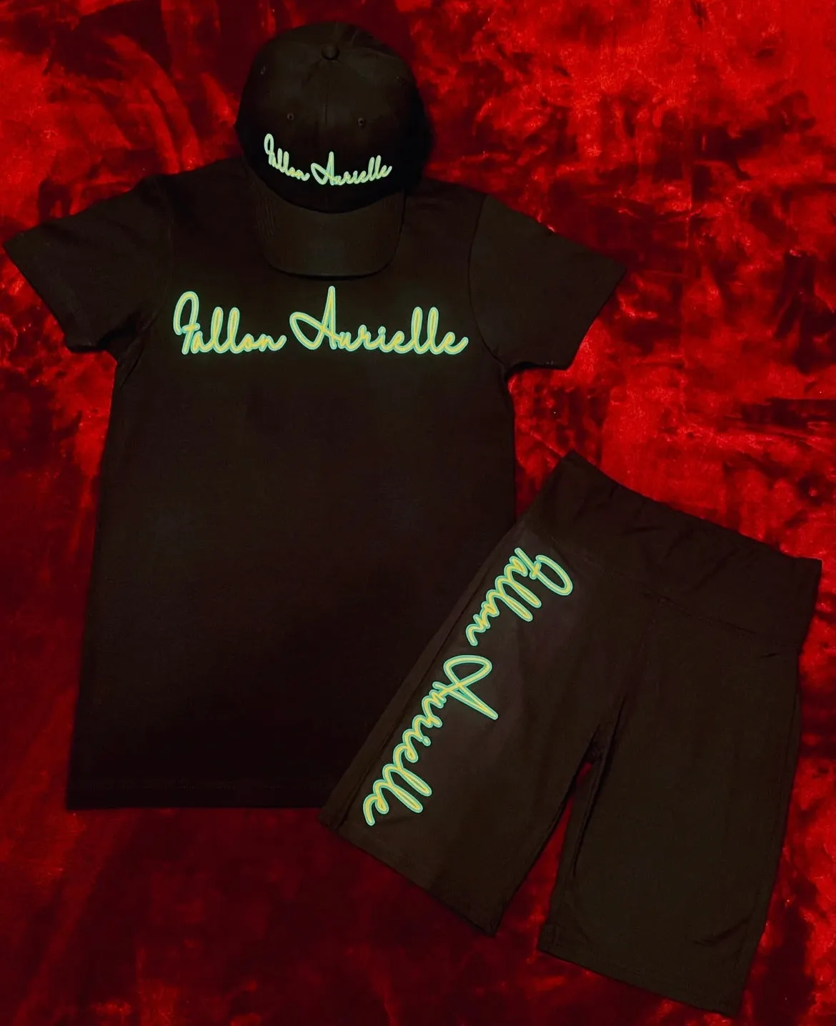 Fallon Aurielle Signature Biker Shorts (Black, Green & Golden Yellow)
