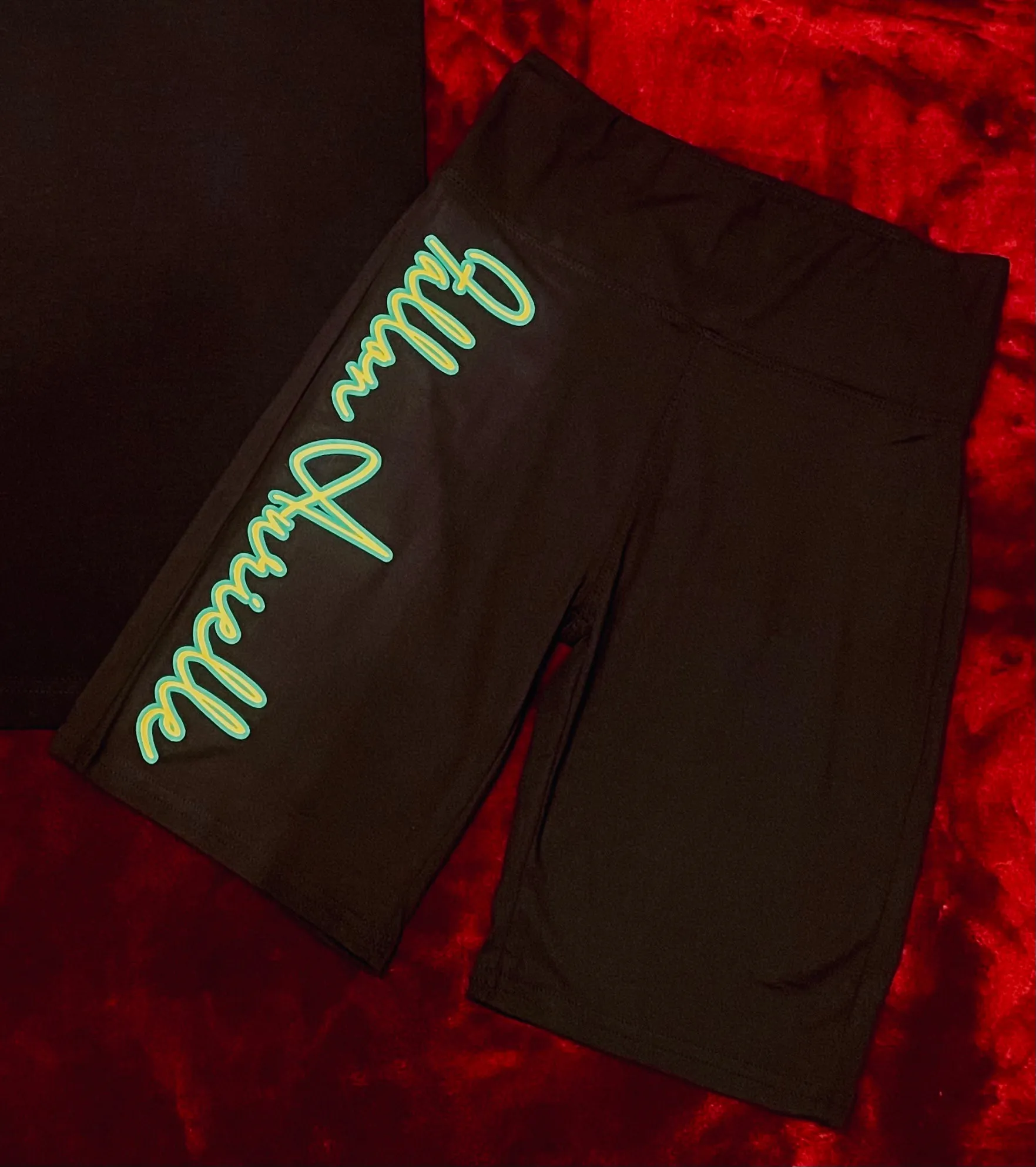 Fallon Aurielle Signature Biker Shorts (Black, Green & Golden Yellow)