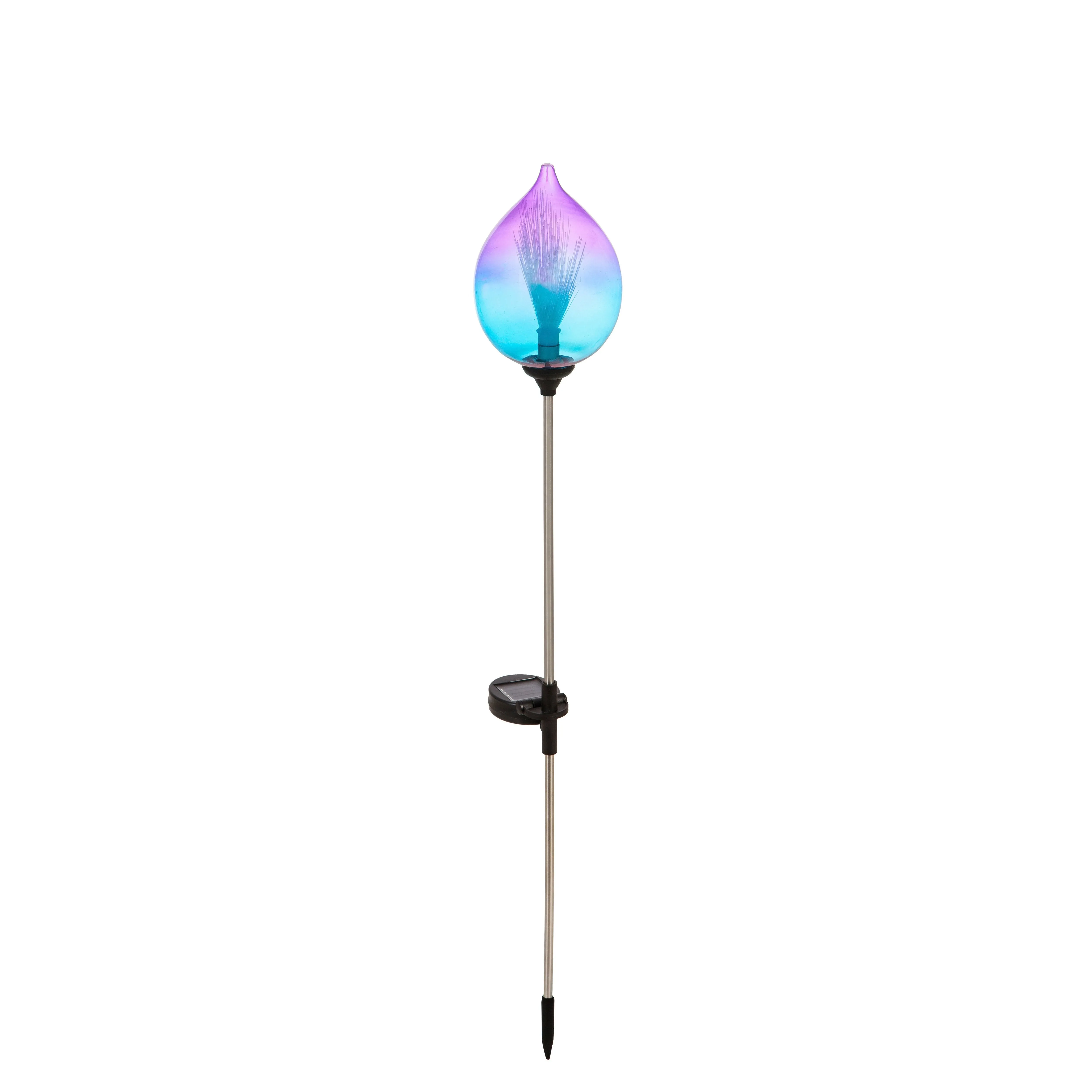 Fiberoptic Solar Glass Torch, Iridescent Blue and Purple Ombre,2sp6802ecm