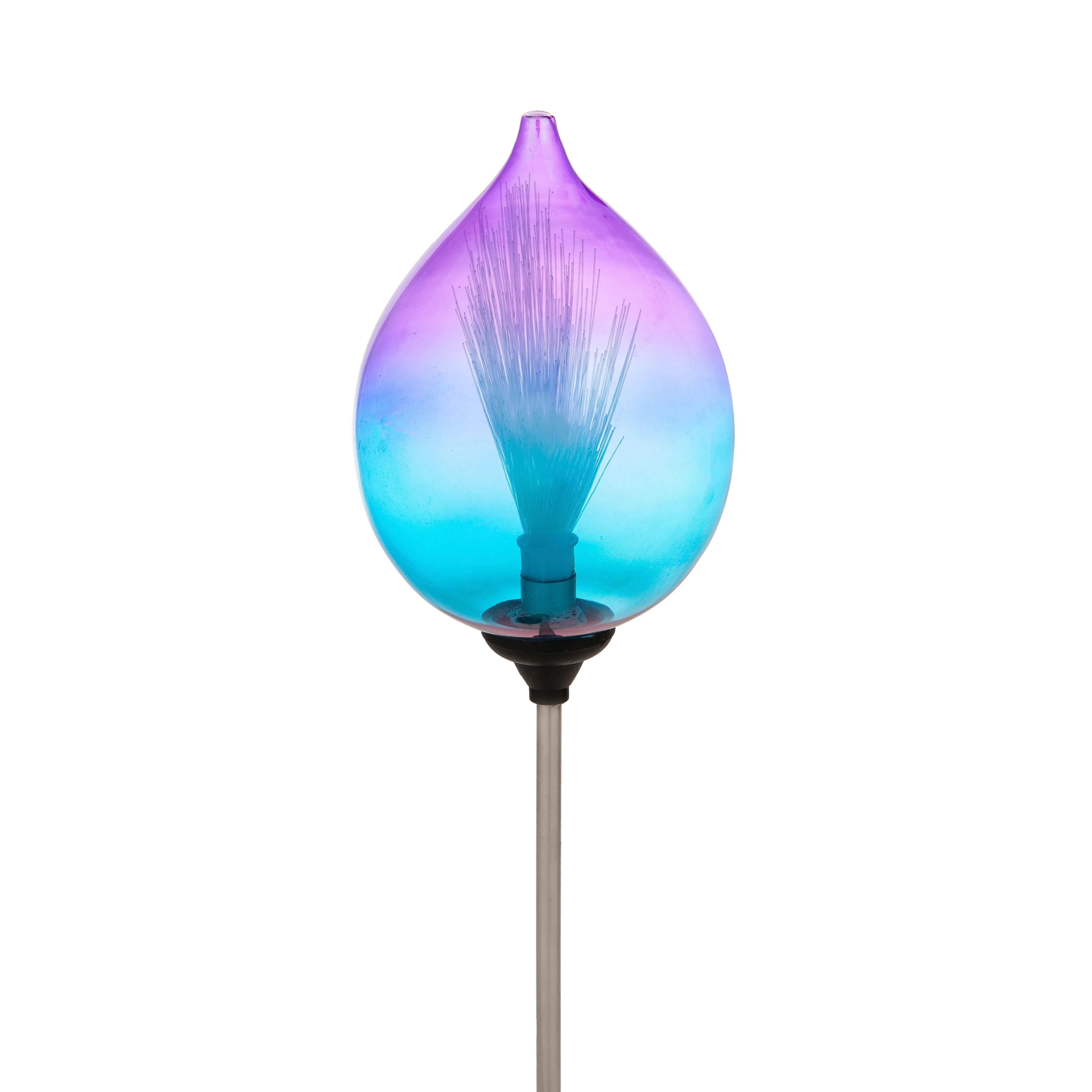 Fiberoptic Solar Glass Torch, Iridescent Blue and Purple Ombre,2sp6802ecm