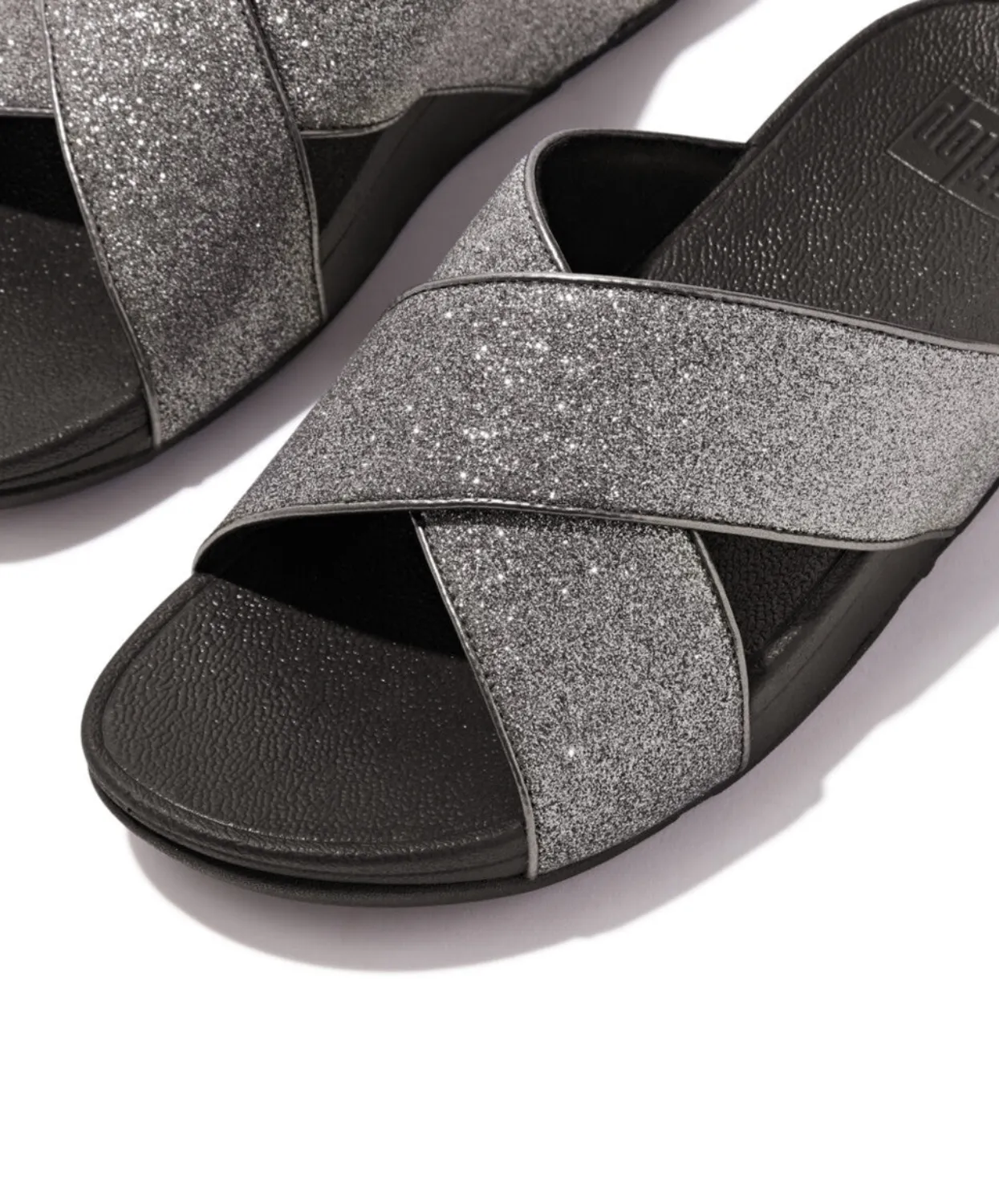 Fitflop Lulu Glitterdust Cross Slides Pewter