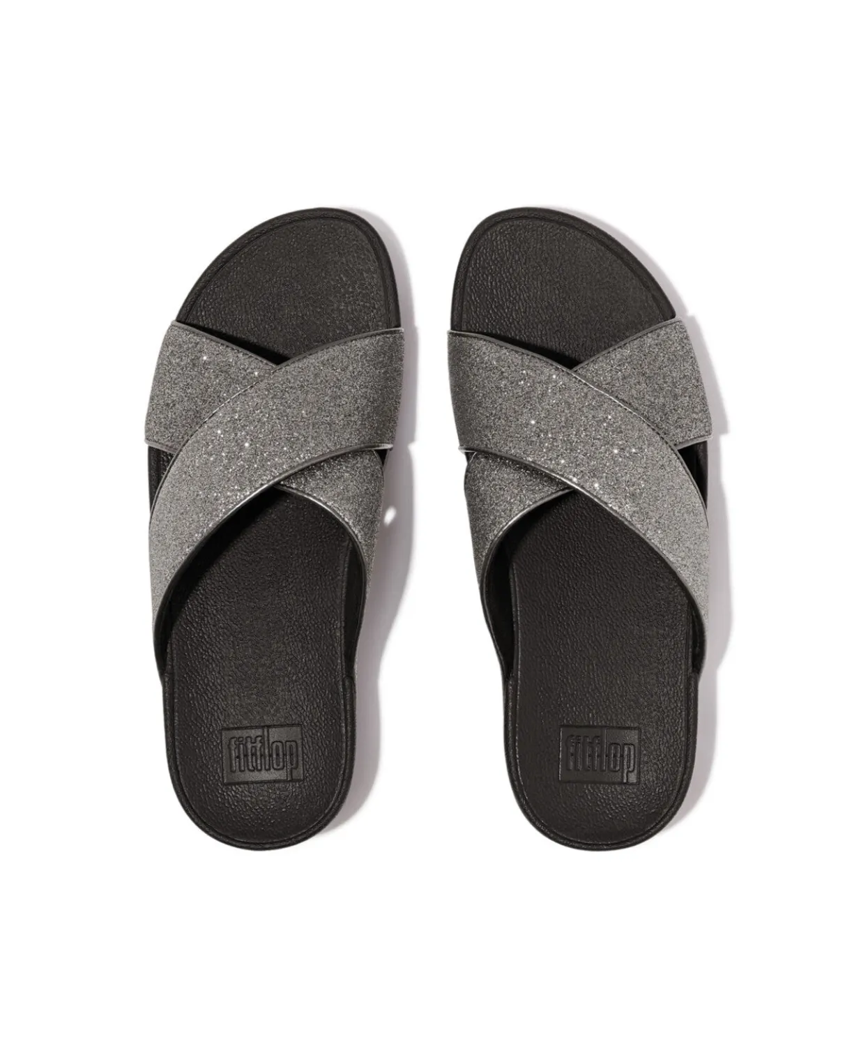 Fitflop Lulu Glitterdust Cross Slides Pewter