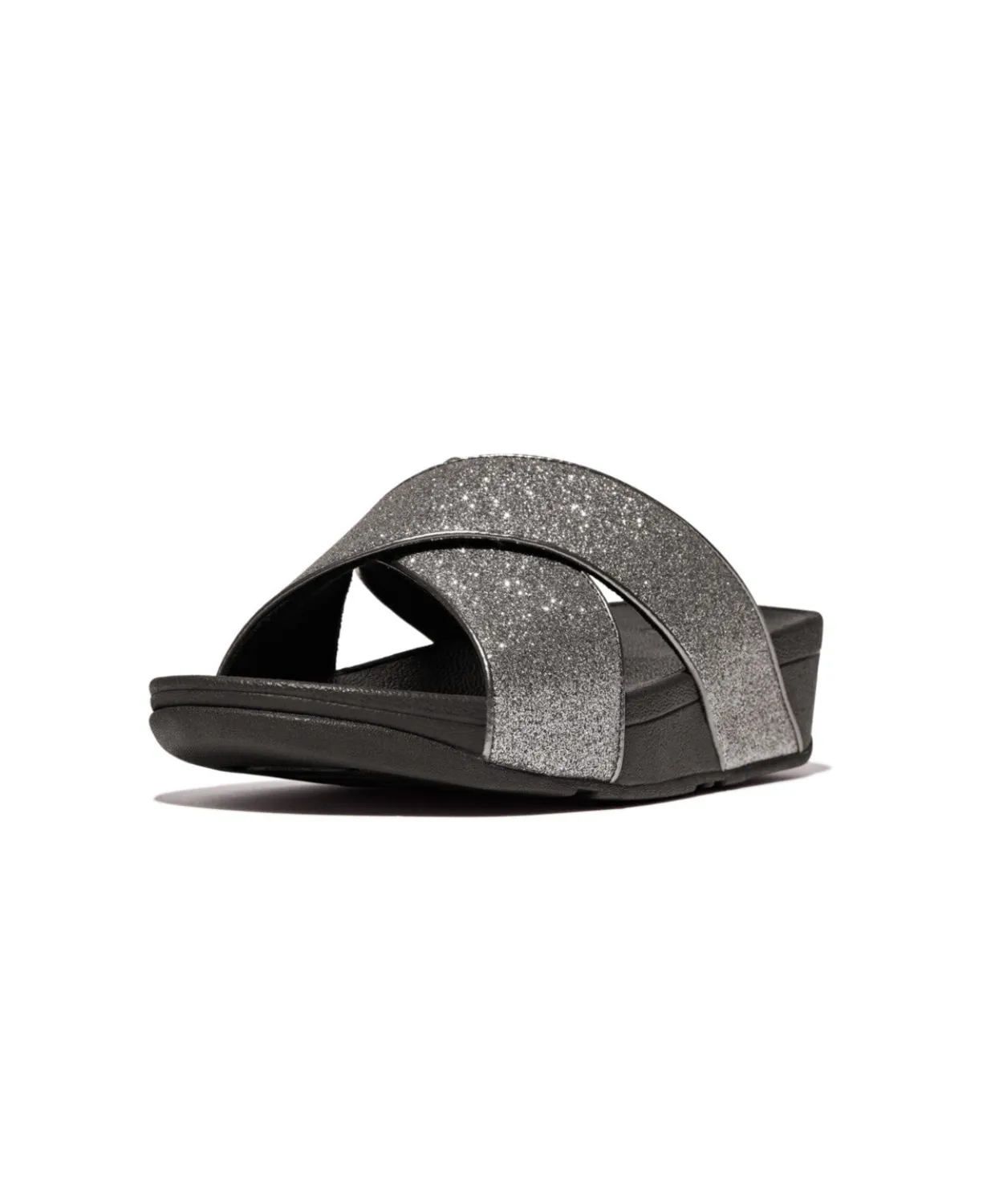Fitflop Lulu Glitterdust Cross Slides Pewter