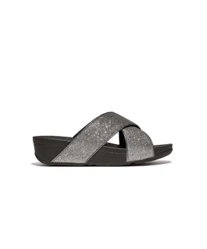Fitflop Lulu Glitterdust Cross Slides Pewter
