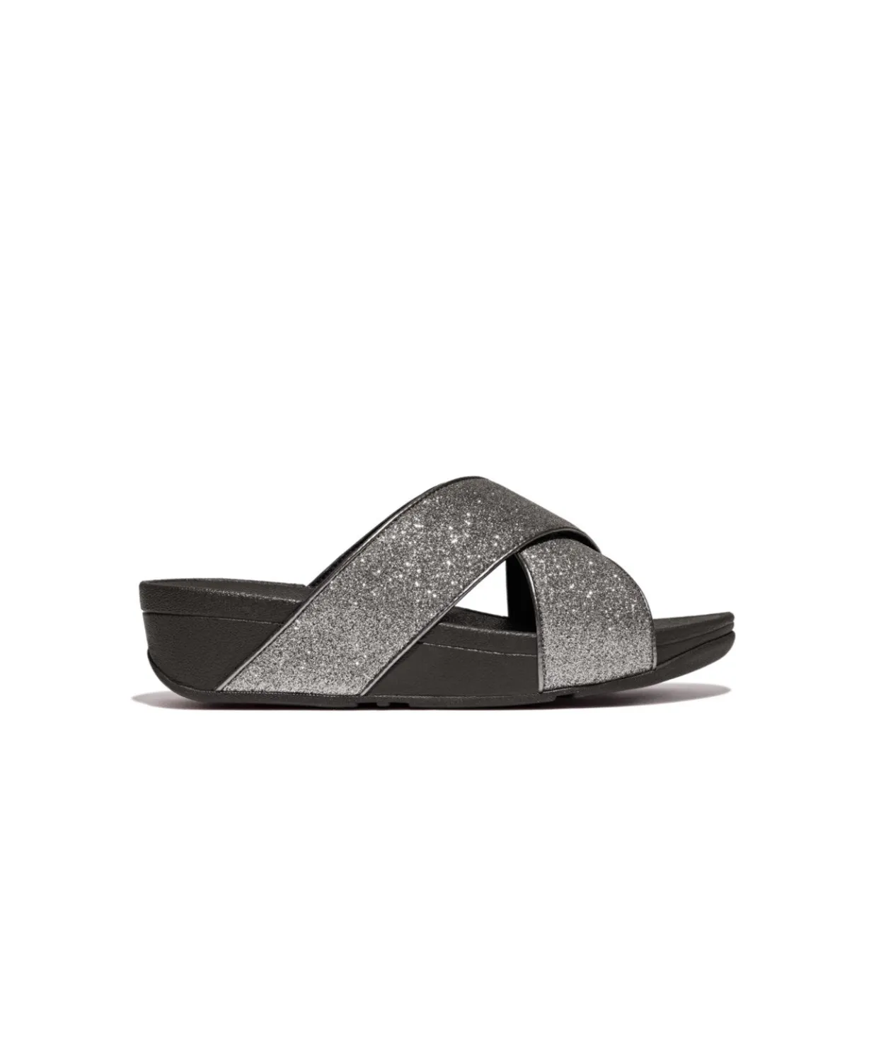 Fitflop Lulu Glitterdust Cross Slides Pewter